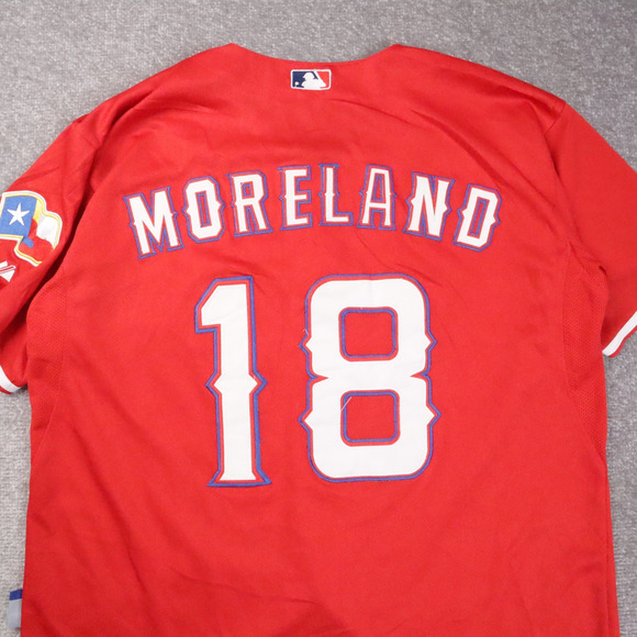 Texas Rangers Baseball Mitch Moreland #18 Size 50 Red Full Button Up Jersey - Picture 12 of 12